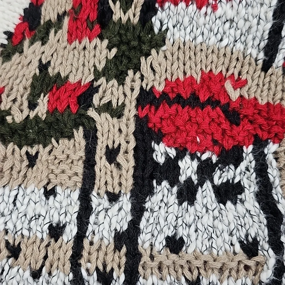 80s 90s Style Jennifer Reed Handknit Sweater Abstract Design & Cable Knit Waist - Picture 3 of 12